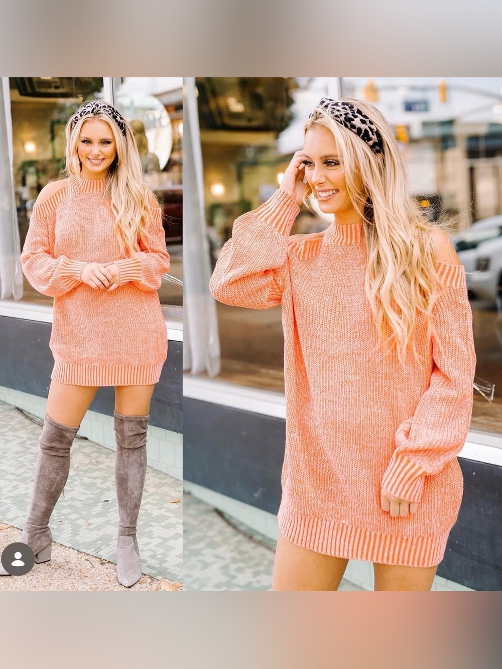 Coral Long Sleeve Knit Dress